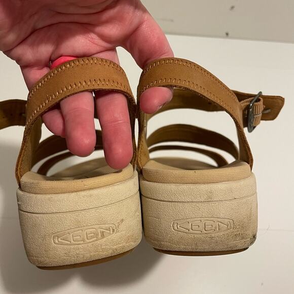 Keen Brand Women's Size 8 Ellecity Natural Leather Backstrap Sandals Shoes Brown - Picture 2 of 8